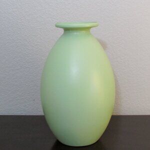 Large Sage Green Glass Vase with Painted Finish
